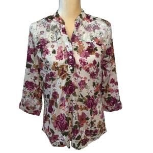 Krazy Kat Floral Blouse Women M